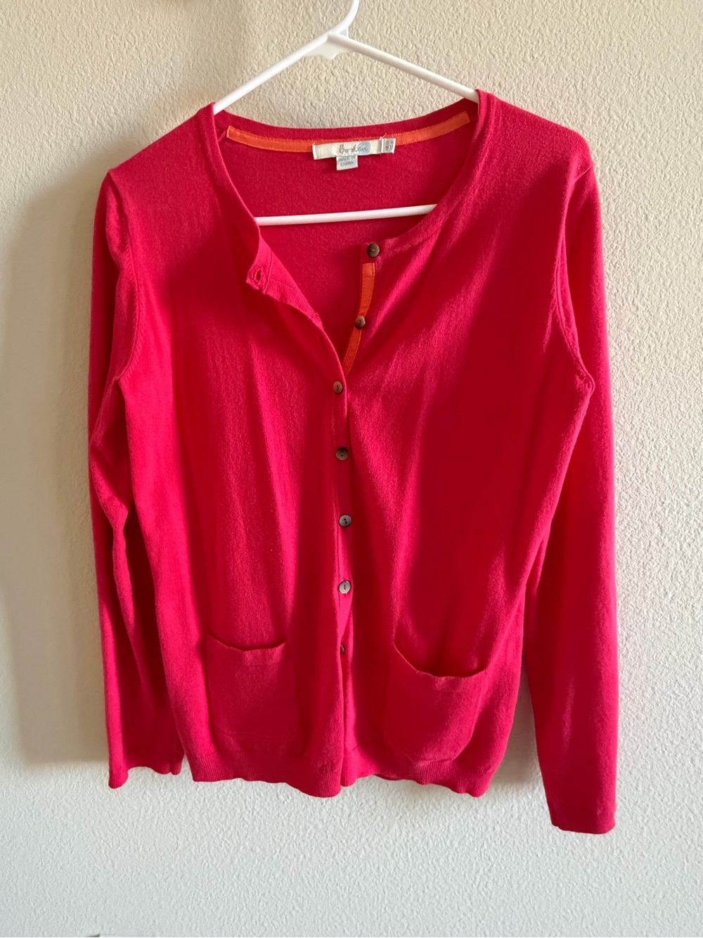 Boden Rasberry Red Button-Front Cardigan sz 6 to 8